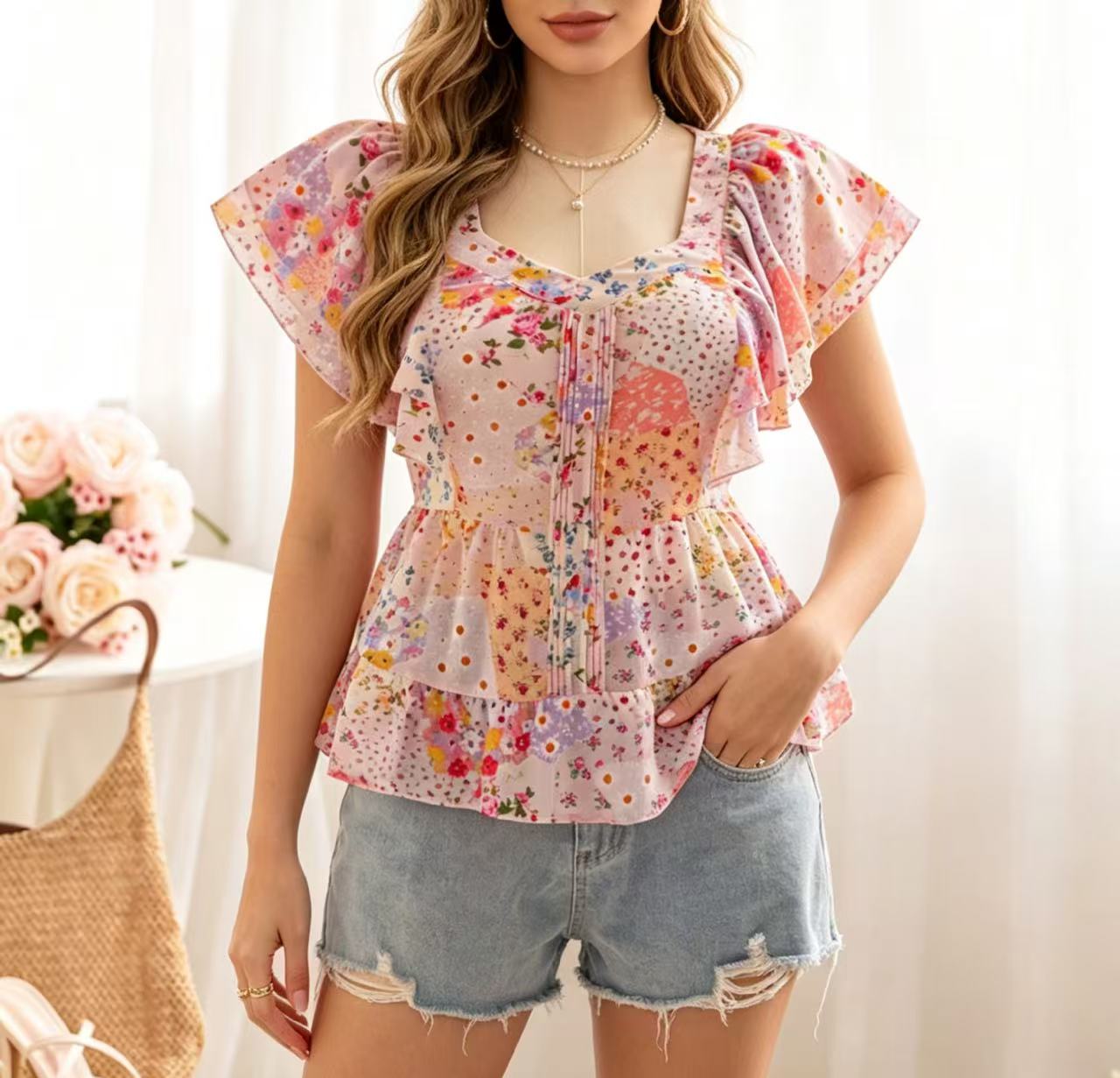 Summer Clothing Girl - Blusa Feminina Plus Size com Design