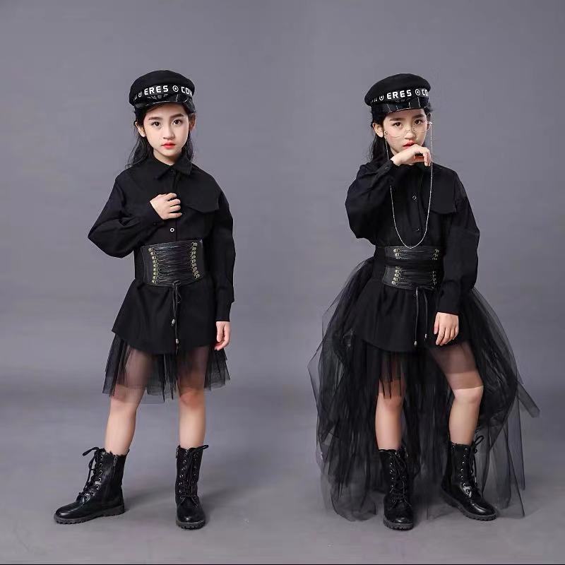 Summer Clothing Girl - Terno preto infantil meninas modelo competição