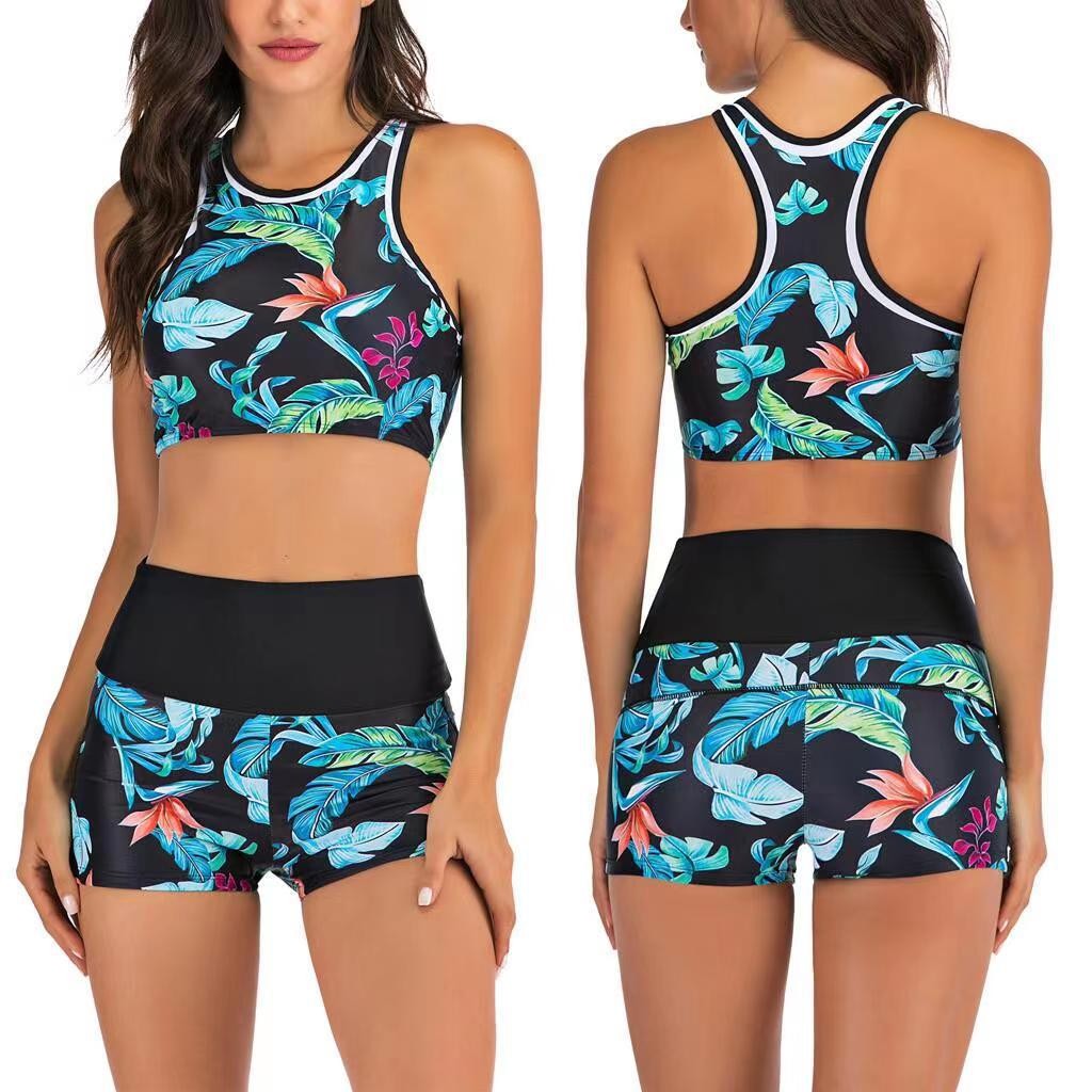 Halter Neck Top - Biquíni Y2K Feminino Tankini com Shorts,