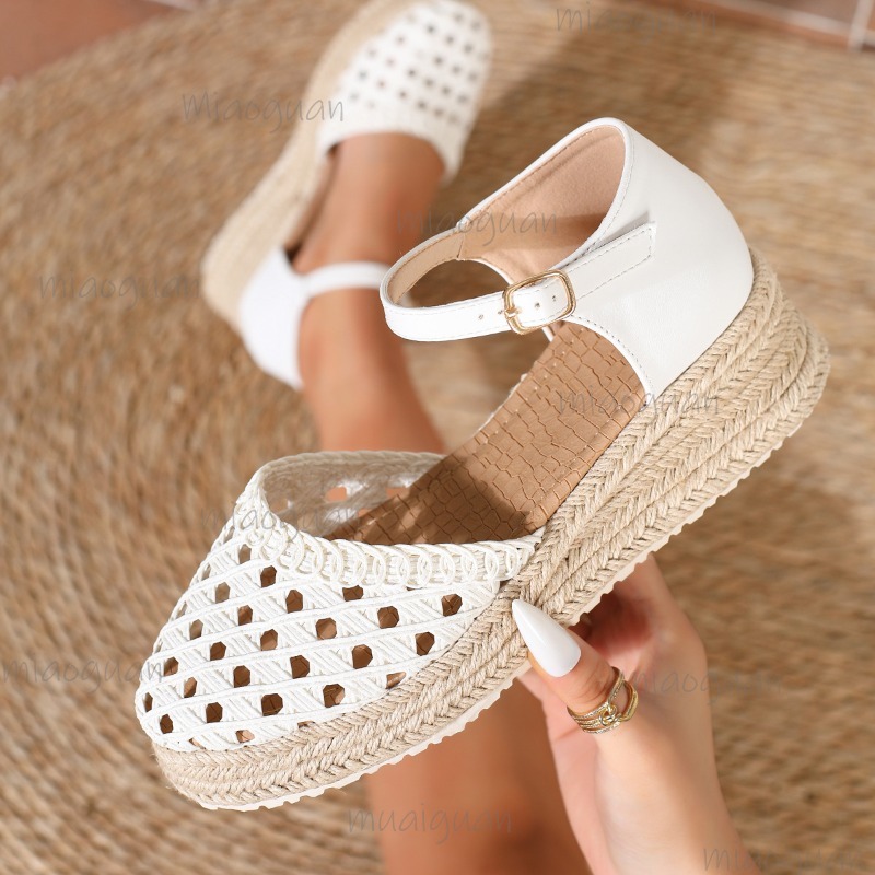 Espadrille Sandal Women - Sandálias Anabela Boho Femininas Vazadas de