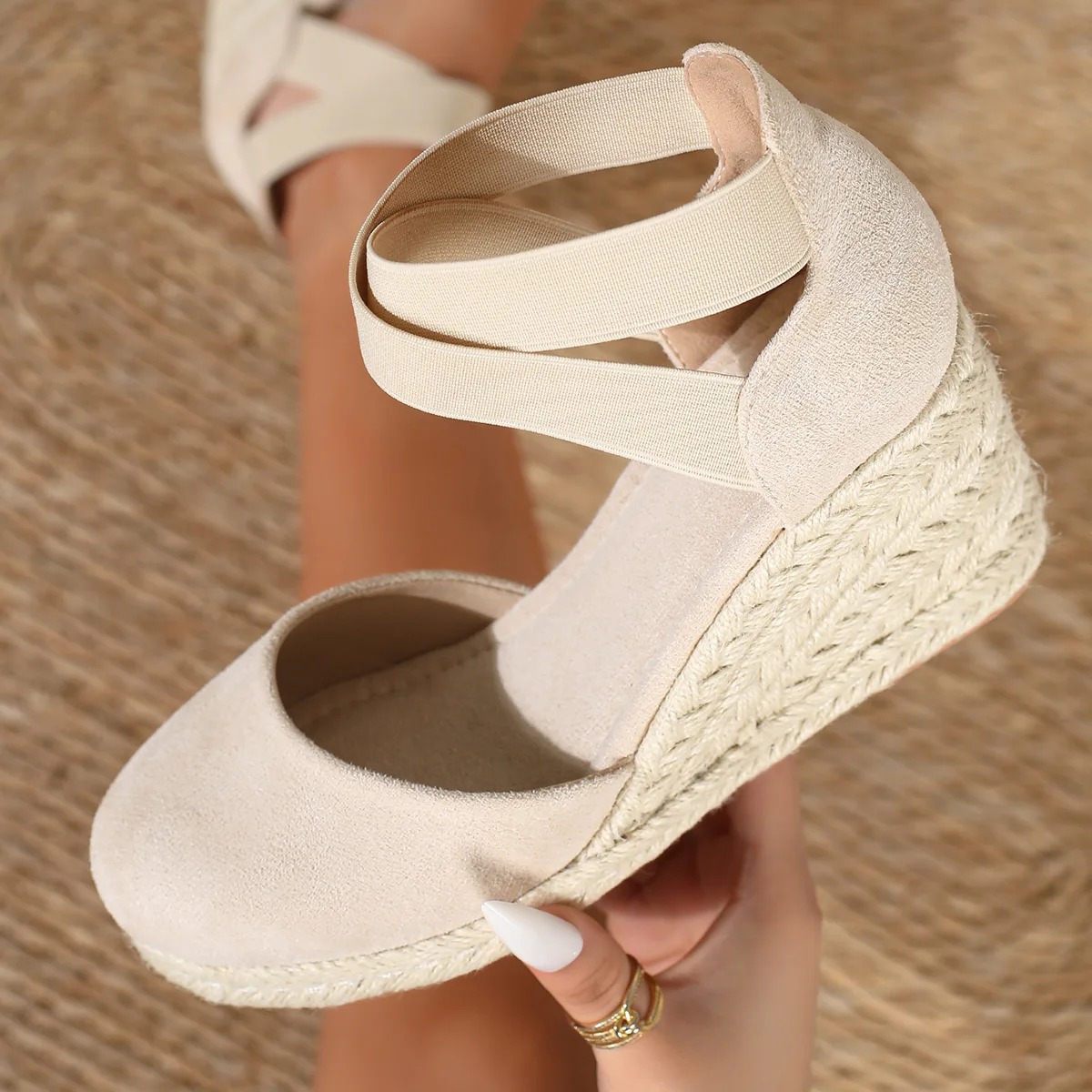 Espadrille Sandal Women - Sandálias Anabela Espadrille Femininas com Tira