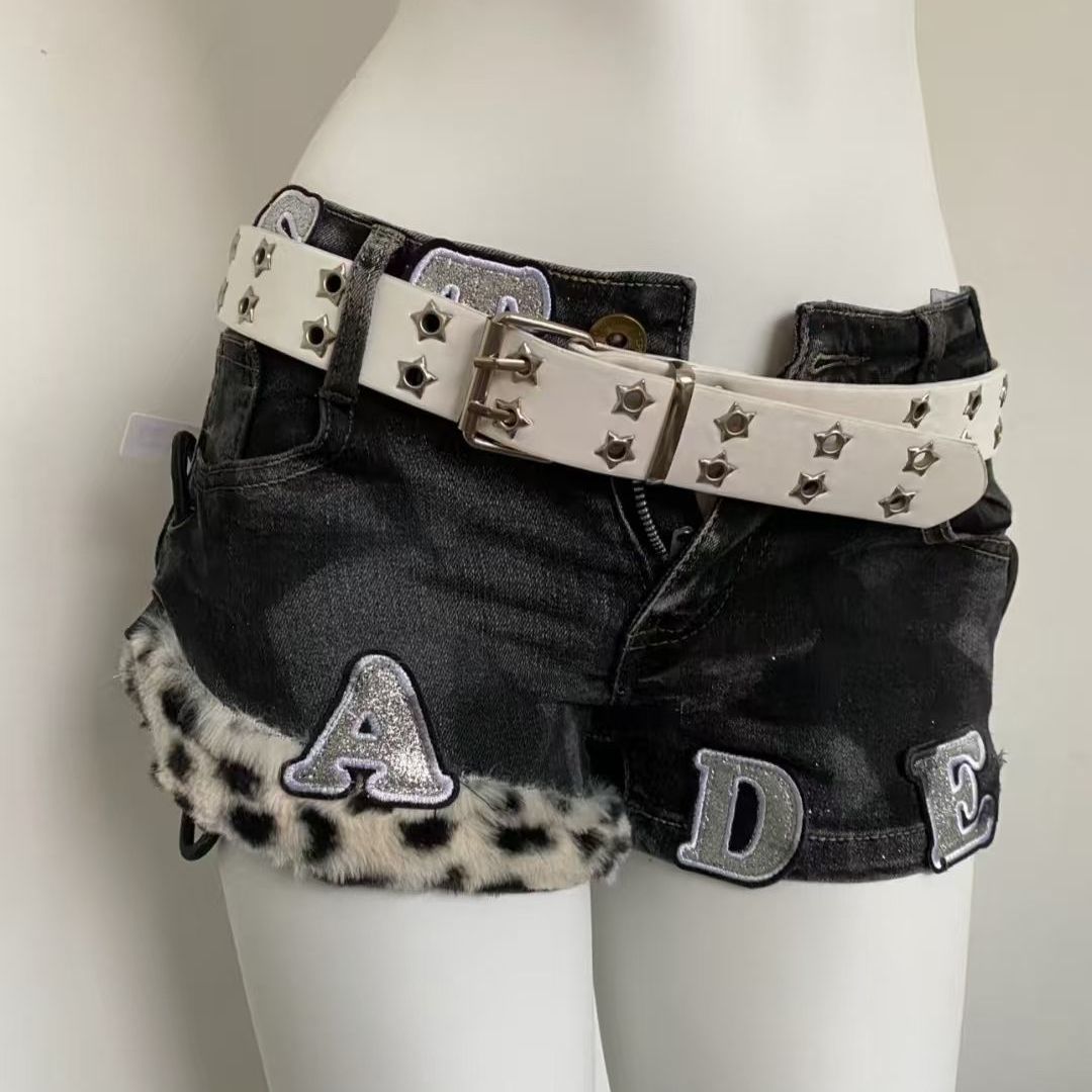 Summer Clothing Girl - Y2k bordado remendo denim shorts mulher