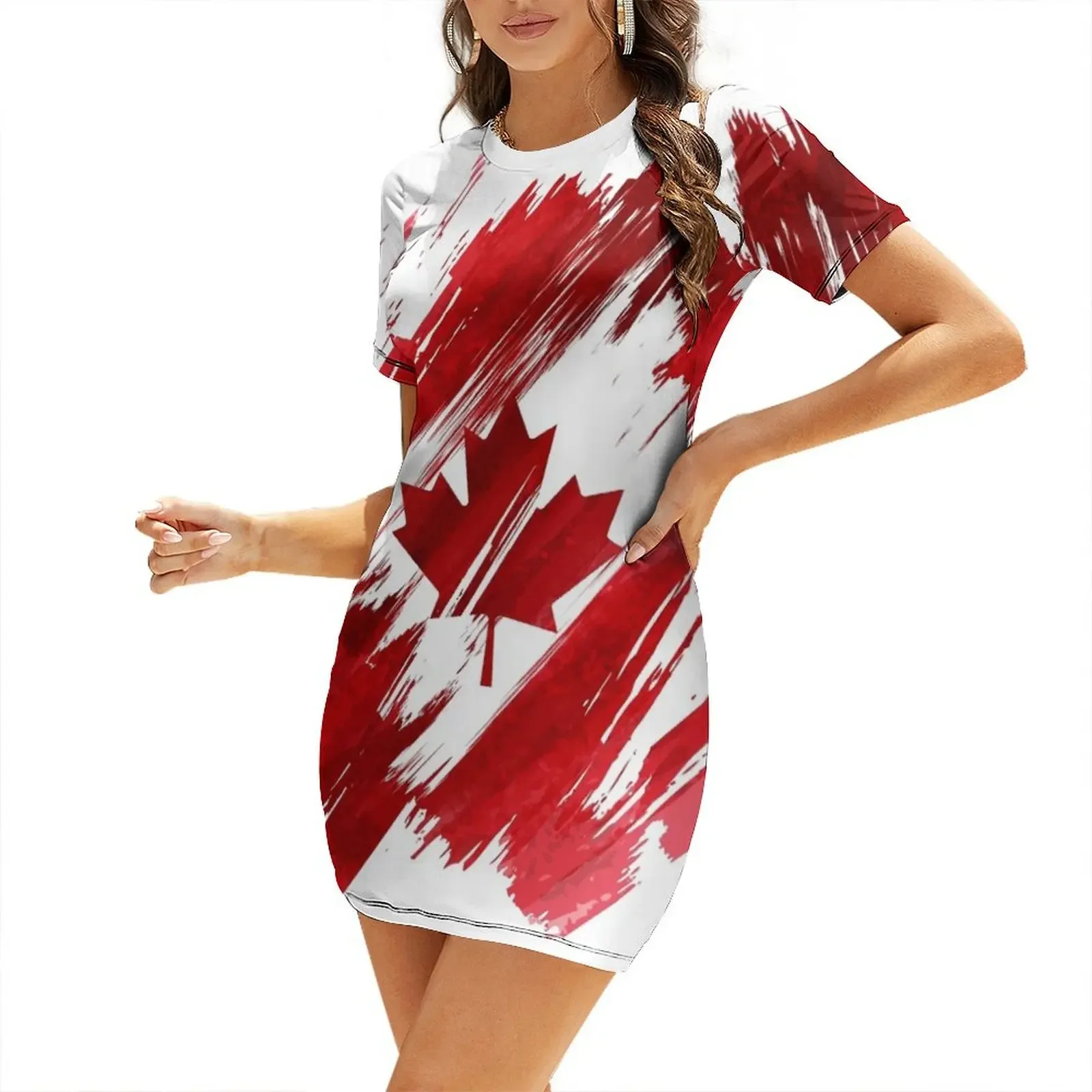 Summer Clothing Women Canada - Vestido de Manga Curta Canadense: Conjuntos