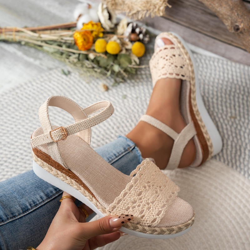 Espadrille Sandal Women - Sandálias Femininas de Renda com Plataforma