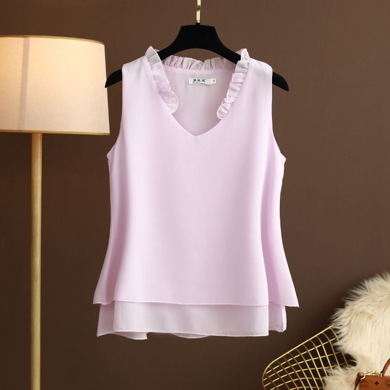 Halter Neck Top - Blusa de Chiffon Plus Size com