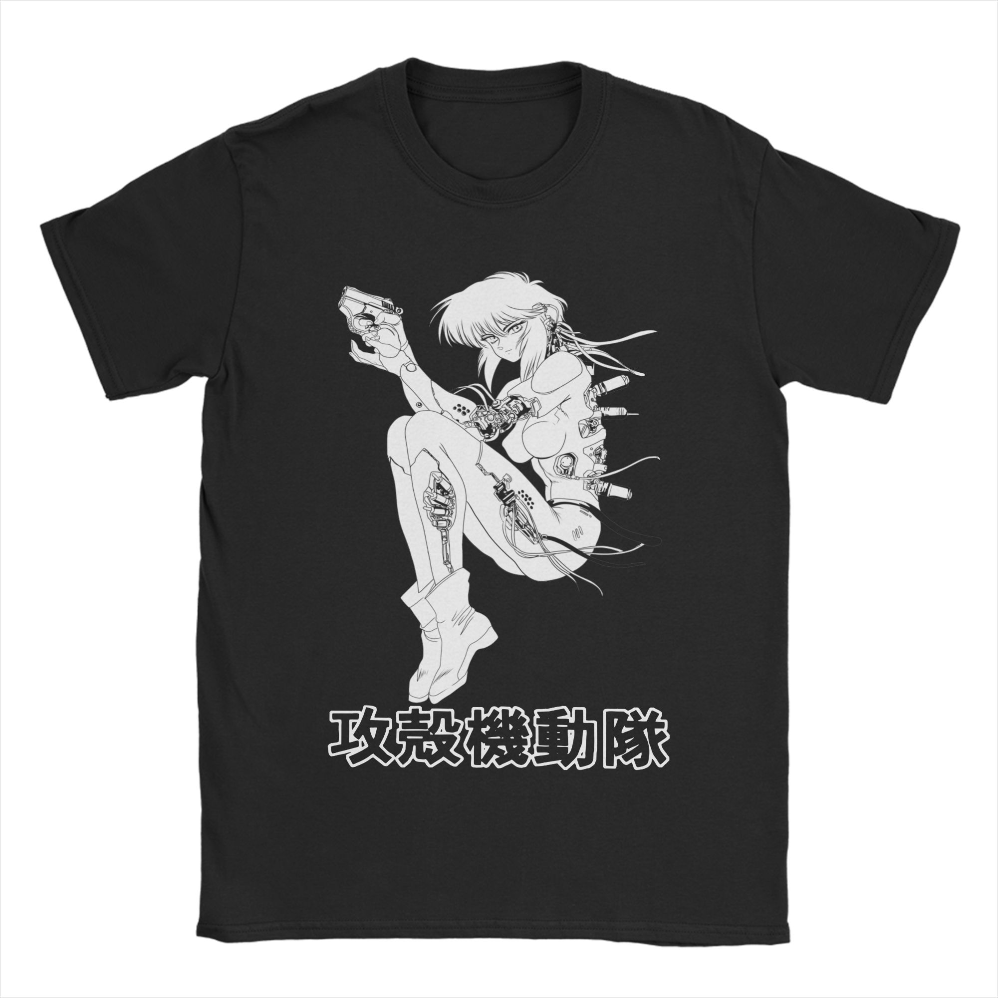 Summer Clothing Ideas - Camiseta masculina de algodão Motoko Ghost