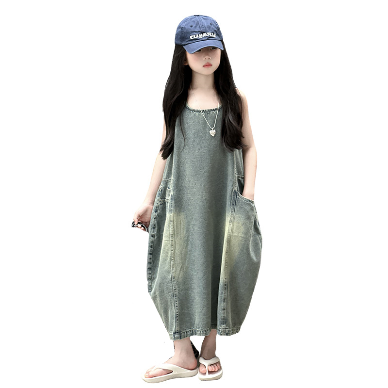 Summer Clothing Girl - Vintage azul crianças meninas de alta