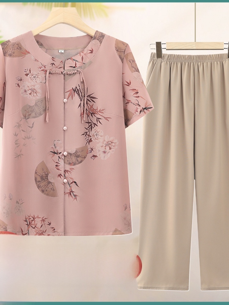 Summer Clothing For Women Over 60 - Conjunto de Duas Peças Elegante de