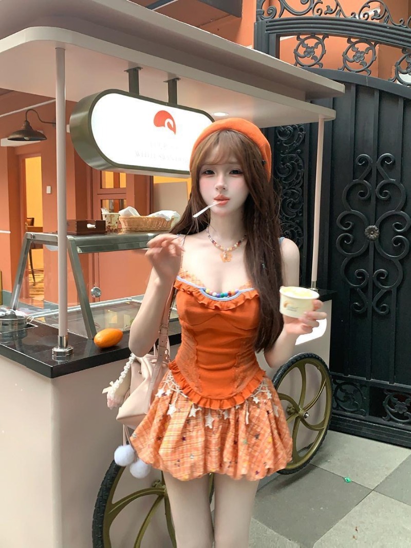 Novo Conjunto de Verão Laranja - Summer Clothing Girl avaliação e preço