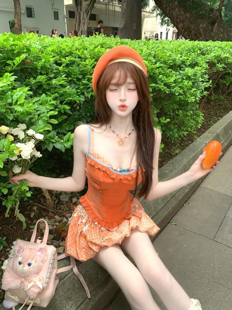 Novo Conjunto de Verão Laranja - Summer Clothing Girl avaliação e preço