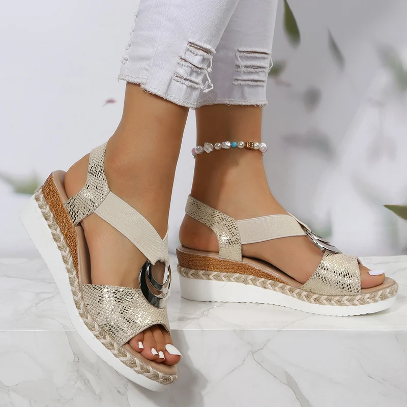 Sandálias de cunha com fivela  - Espadrille Sandal Women avaliação e preço