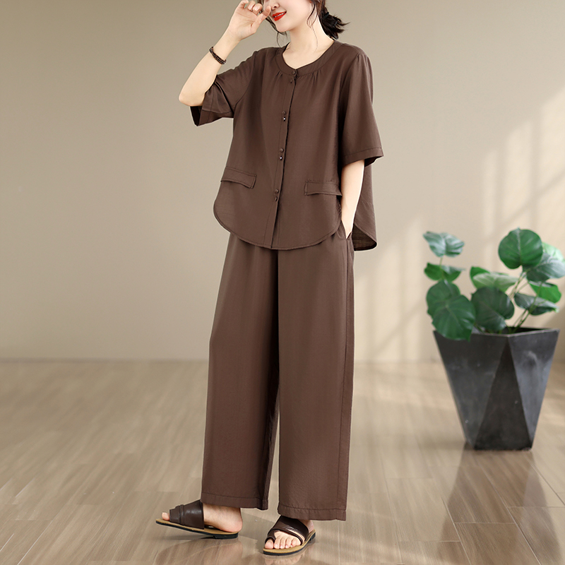 Novo Conjunto de Calças Largas - Summer Clothing For Women Over 60 avaliação e preço