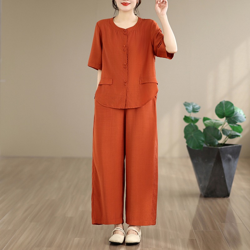 Novo Conjunto de Calças Largas - Summer Clothing For Women Over 60 avaliação e preço