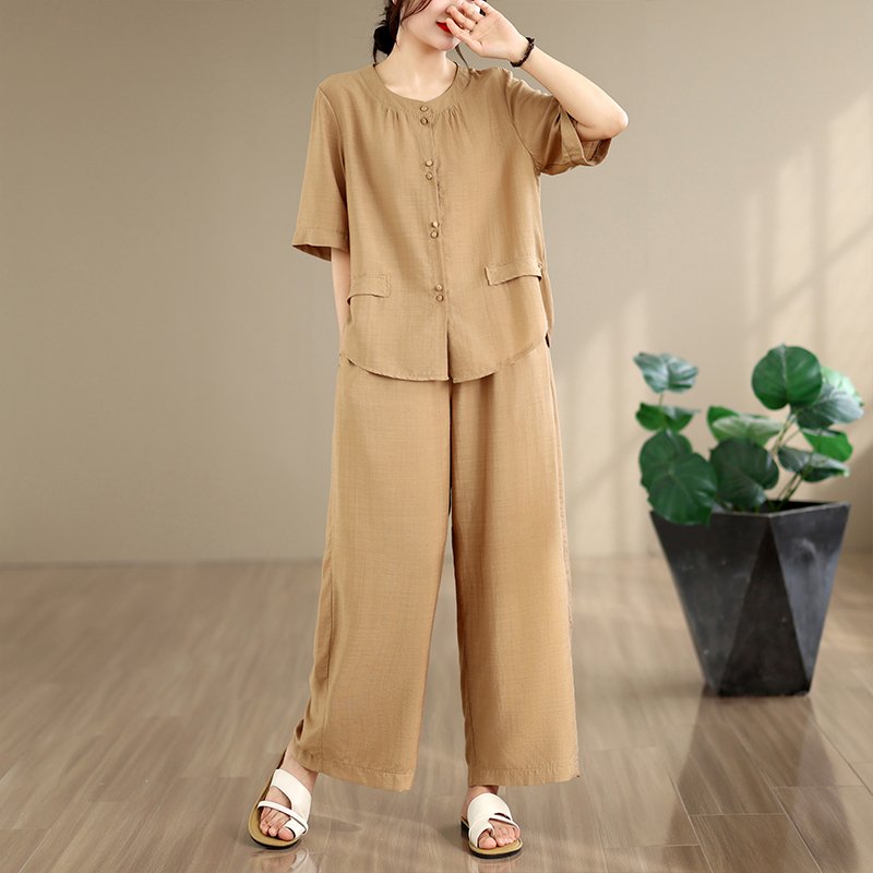 Novo Conjunto de Calças Largas - Summer Clothing For Women Over 60 avaliação e preço