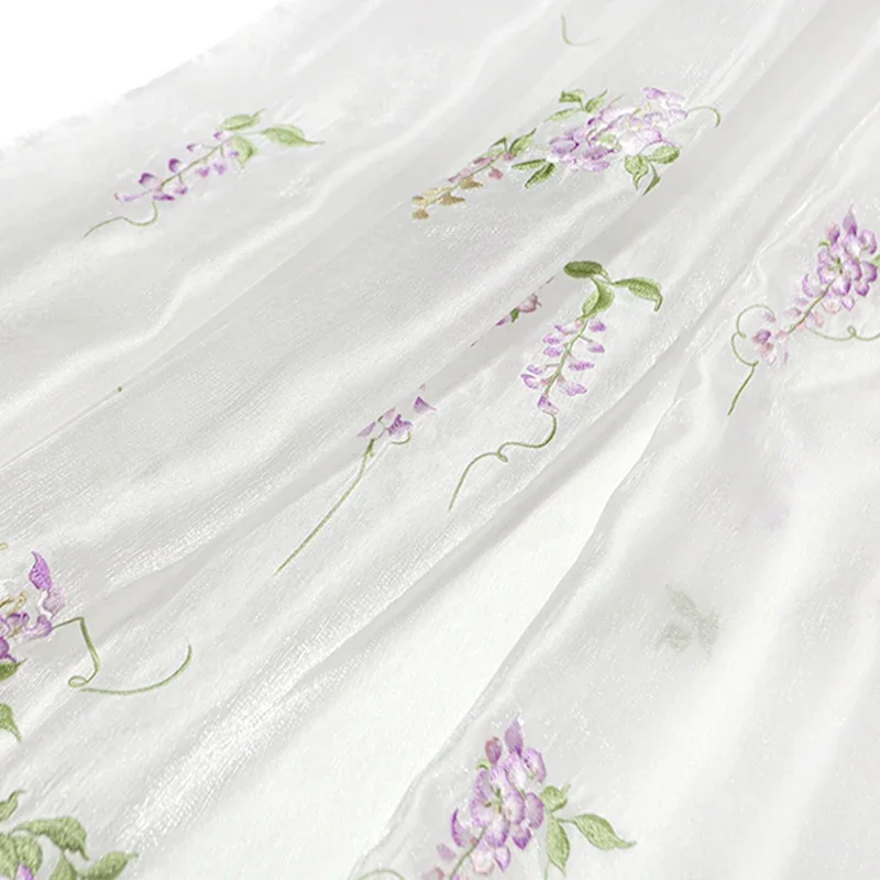 Tecido bordado de glicínias di - Summer Clothing Baby avaliação e preço