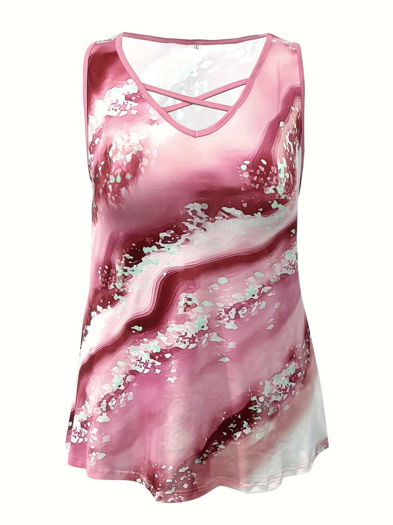 Plus size mármore impressão re - Halter Neck Top avaliação e preço