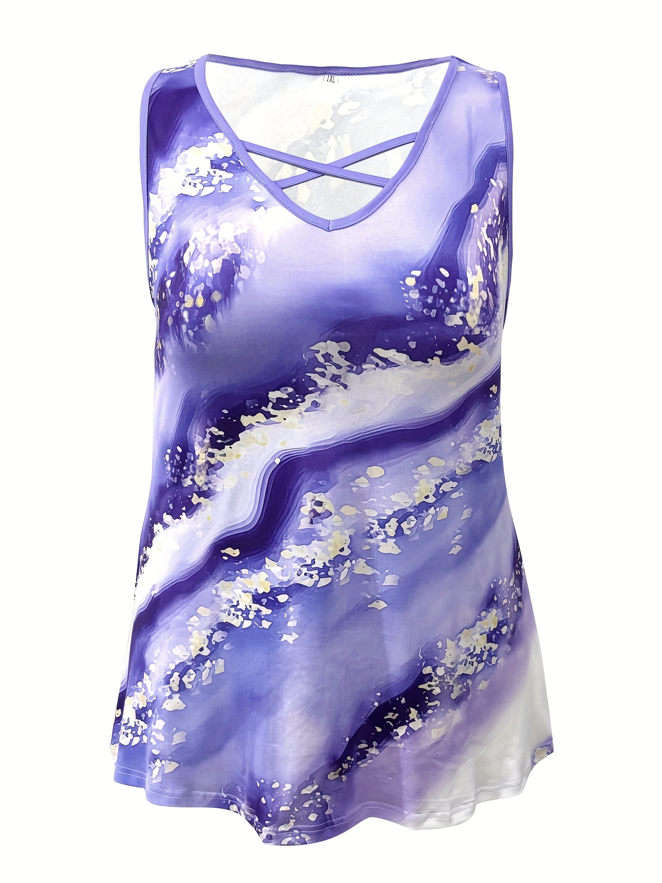 Plus size mármore impressão re - Halter Neck Top avaliação e preço